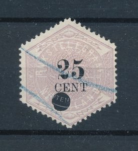 Nederland 1877 Telegramzegel 25 cent NVPH TG7 Gestempeld met certificaat