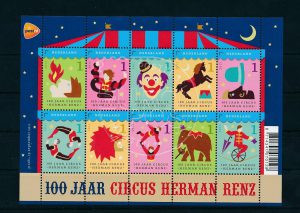 Nederland 2011 Circus Herman Renz velletje NVPH V2868-77