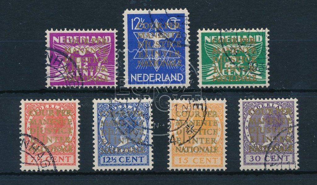 Nederland 1934-1938 Dienstzegels Opdruk COUR PERMANENTE DE JUSTICE INTERNATIONALE NVPH D9-D15