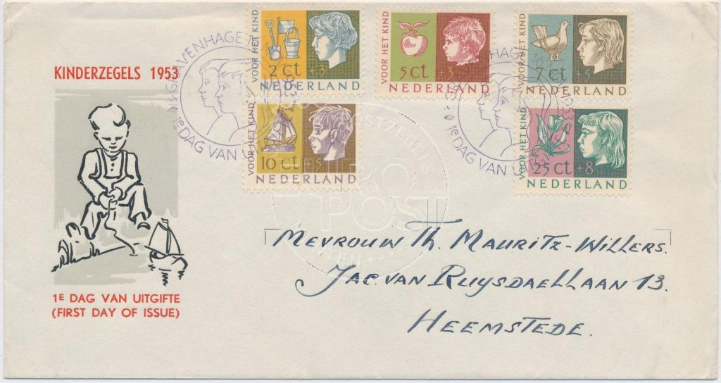 Países Bajos 1953 FDC Niño con dirección escrita E15