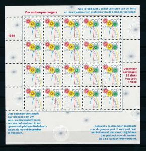 Países Bajos 1988 hoja de sellos de diciembre NVPH V1419