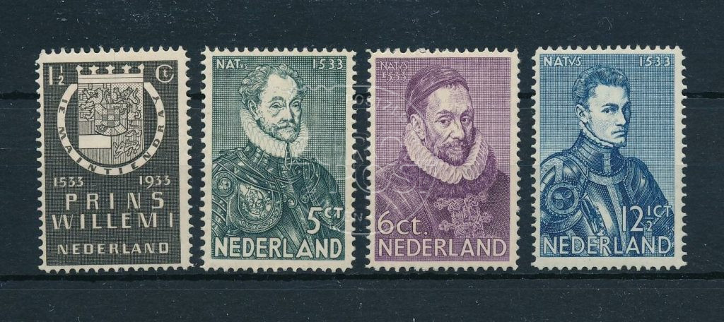 Pays-Bas 1933 Timbres commémoratifs NVPH 252-255 inutilisés