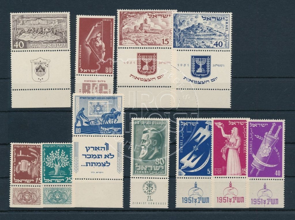 Israel 1951 Complete jaargang postzegels met full-tab postfris