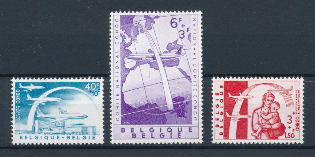 België 1960 Luchtbrug Nationaal Comité Congo OBP 1147-1149 Postfris