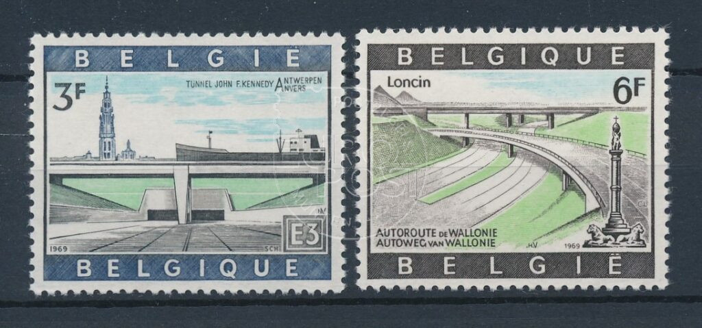 Belgique 1969 Tunnel de l'Escaut et autoroute wallonne OBP 1514-1515 MNH