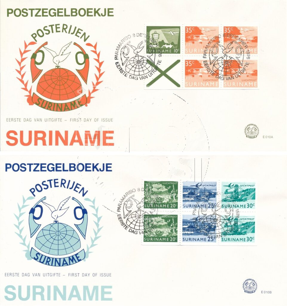 Suriname 1976 FDC Postzegelboekje E10A-B