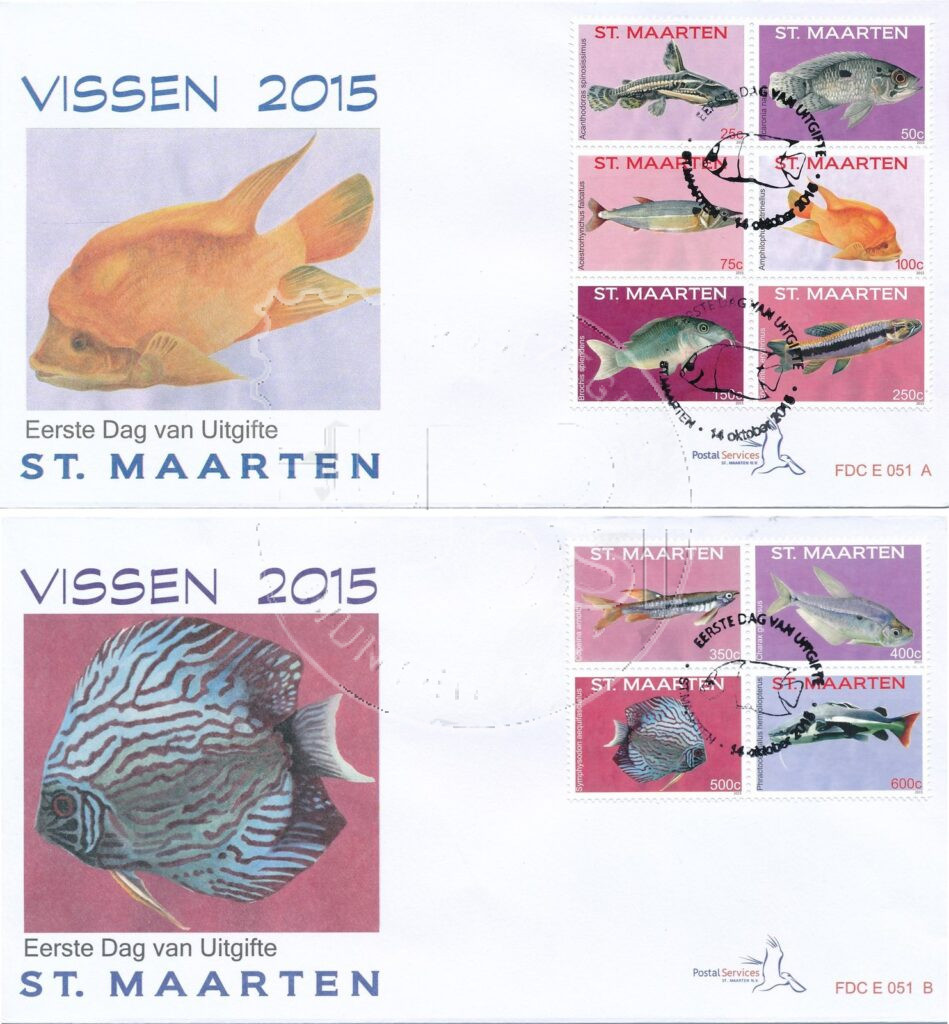 Sint Maarten 2015 FDC Vissen E51A-B