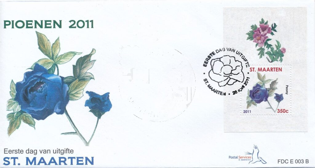 Sint Maarten 2011 FDC Blok Pioenen E3B