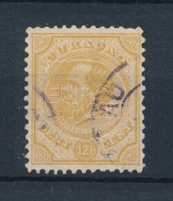 Curacao 1873-1886 Koning Willem III 12½ cent geel Kamtanding 12½ x 12 NVPH 5d Gestempeld