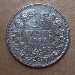Nederland 1892 Wilhelmina 25 cent Pracht -