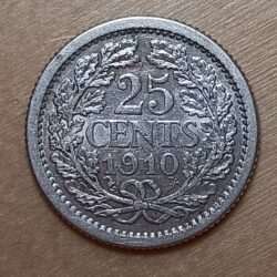 Nederland 1910 Wilhelmina 25 cent Zeer Fraai