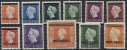 Indonesia 1948-1949 Pie de imprenta Indonesia en emisión Indias Orientales Holandesas NVPH 351-361 Sin usar