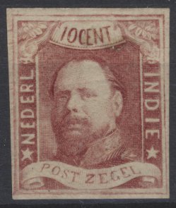 Nederlands Indië 1864 Koning Willem III ongetand NVPH 1 Ongebruikt