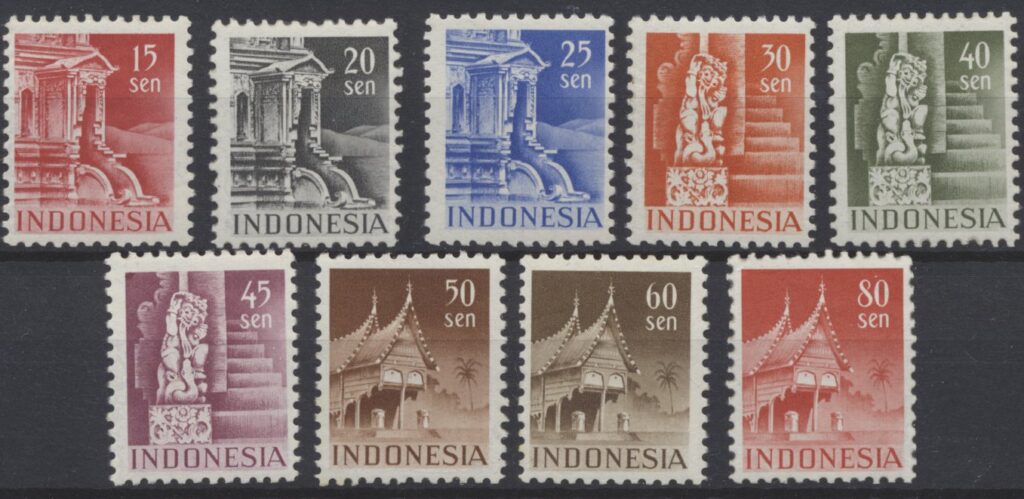 Indonesië 1949 Tempels (waarden in Sen) NVPH 375-382 Ongebruikt