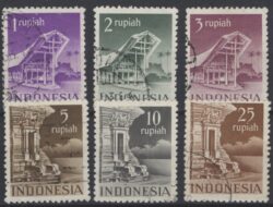 Indonesië 1949 Tempels (waarden in Rupiah) NVPH 383-388 Gestempeld