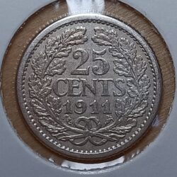 Nederland 1911 Wilhelmina 25 cent Fraai +