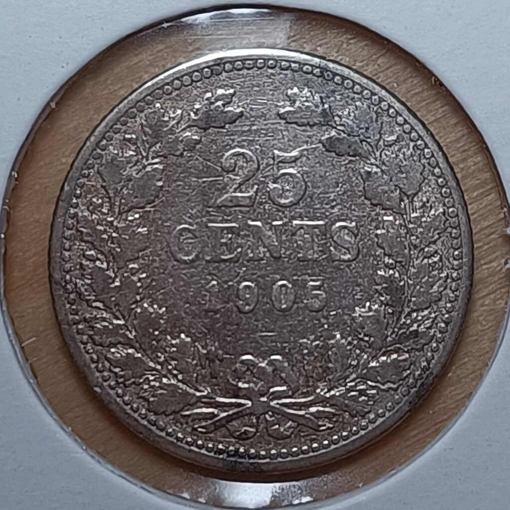 Nederland 1905 Wilhelmina 25 cent Fraai