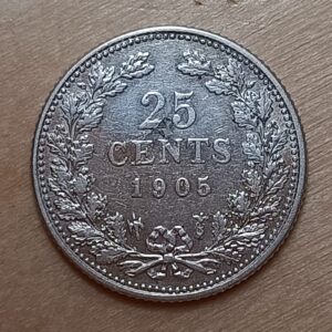 Nederland 1905 Wilhelmina 25 cent Zeer Fraai +
