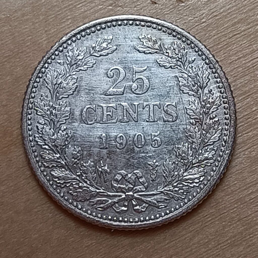 Nederland 1905 Wilhelmina 25 cent Zeer Fraai +