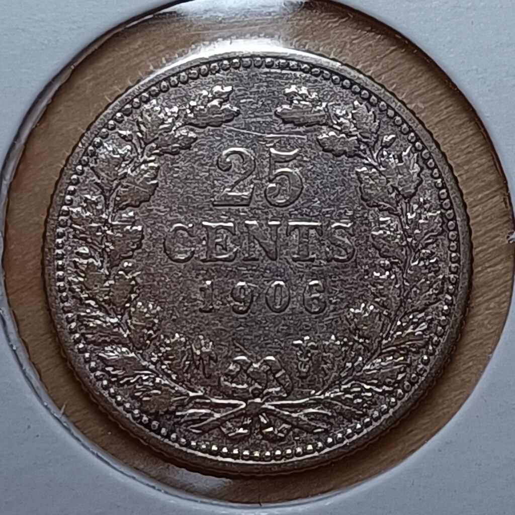 Nederland 1906 Wilhelmina 25 cent Fraai