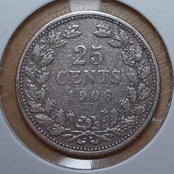 Holanda 1906 Wilhelmina 25 centavos Muito fino -