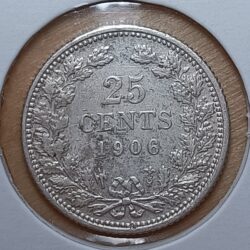 Holanda 1906 Wilhelmina 25 centavos Muito fino