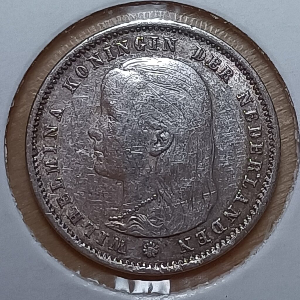 Holanda 1892 Wilhelmina 25 centavos Muito fino -