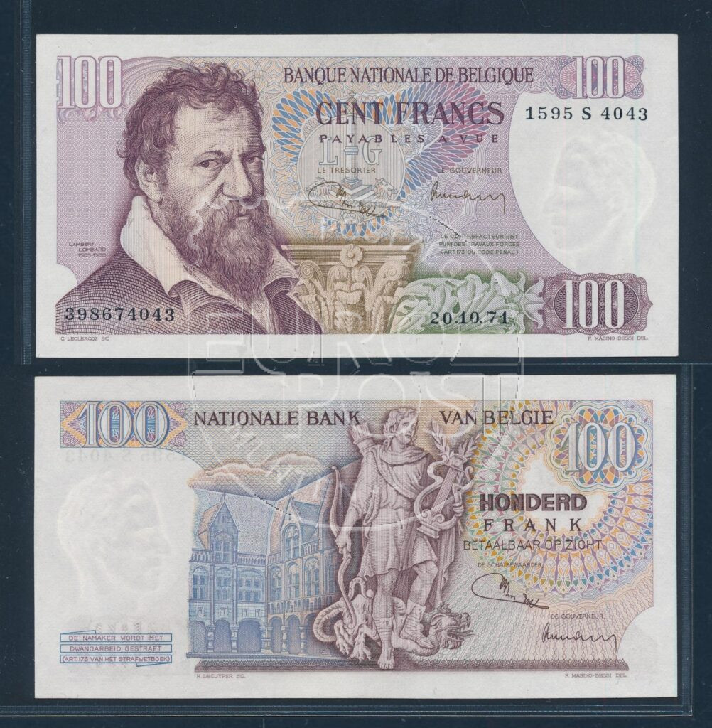 Bélgica 1971 Billete de 100 Francos UNC-