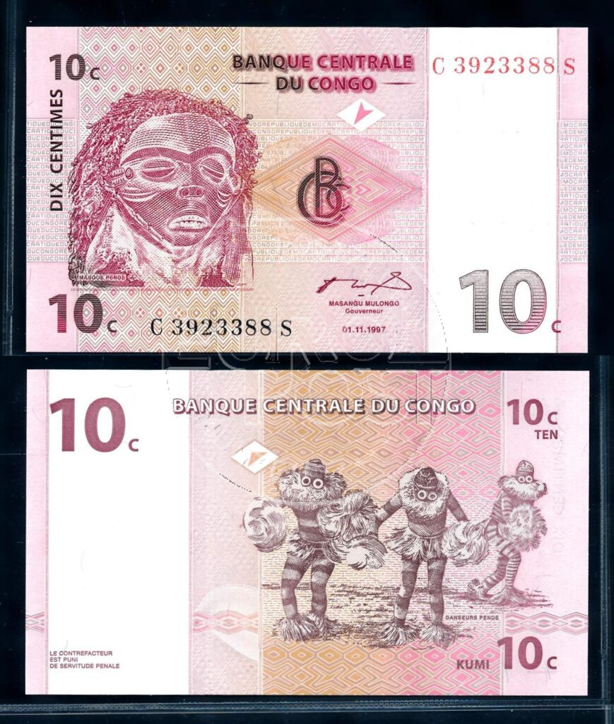 Congo Democratische Republiek 1997 10 Cent. bankbiljet UNC P82
