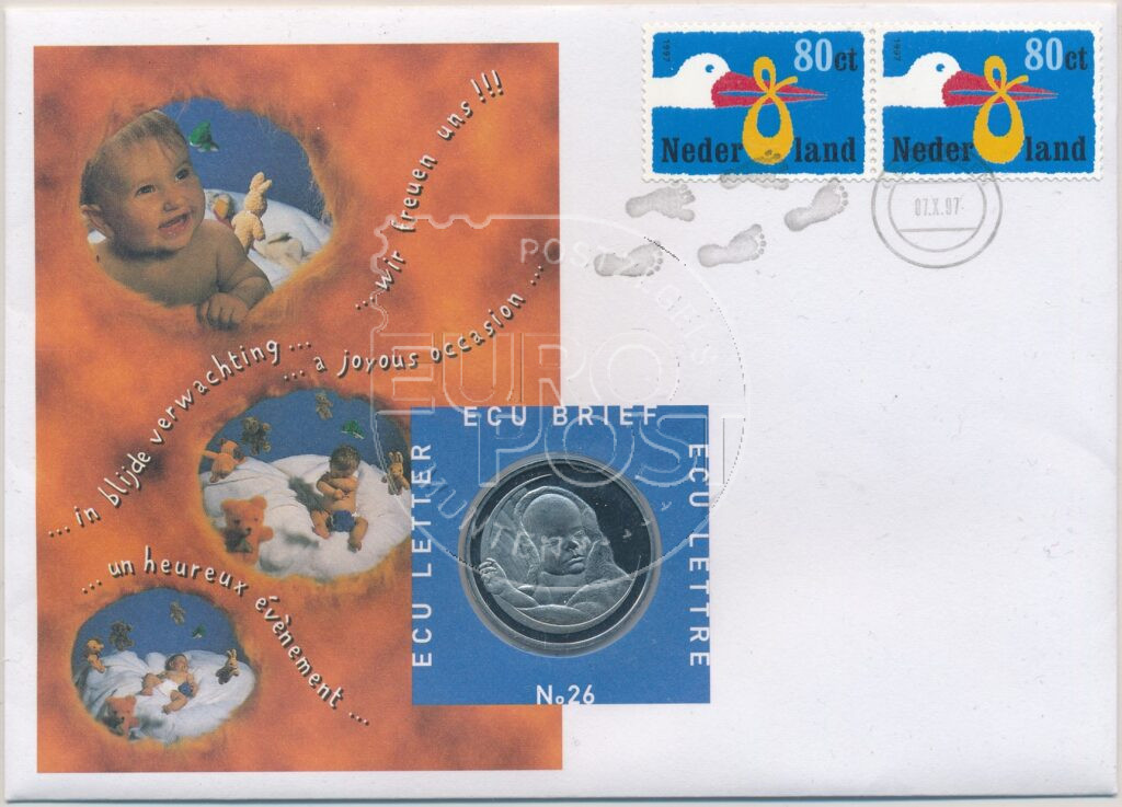Paesi Bassi 1997 - Lettera in ECU Timbro di nascita 26 ECU