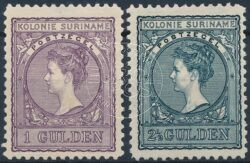 Suriname 1907 Koningin Wilhelmina NVPH 56-57 Ongebruikt