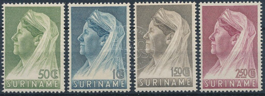 Suriname 1936 Koningin Wilhelmina met sluier NVPH 175-178 Ongebruikt