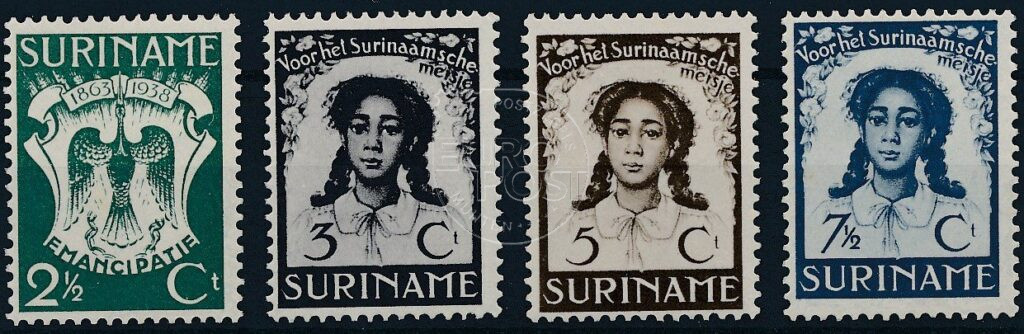 Suriname 1938 Emanzipationsmarken NVPH 183-186 Unbenutzt