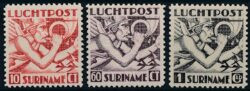 Suriname 1941 Airmail Mercury head Anglais imprimé NVPH LP20-LP22 Inutilisé