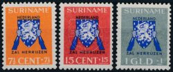 Suriname 1941 Timbres néerlandais gratuits NVPH 197-199 inutilisés