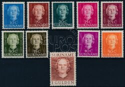 Suriname 1951 Queen Juliana NVPH 285-294 MNH