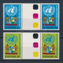 Suriname 1985 40-jarig bestaan van de Verenigde Naties Brugparen ZB 453-454 BPA Postfris
