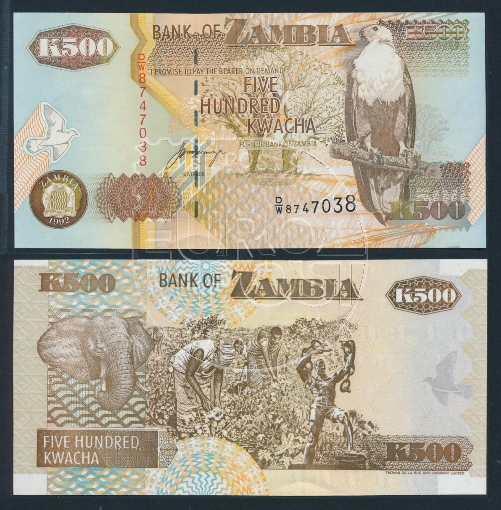 Zambia 1992 500 Kwacha bankbiljet UNC