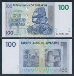 Zimbabwe 2008 100 Dollars bankbiljet UNC