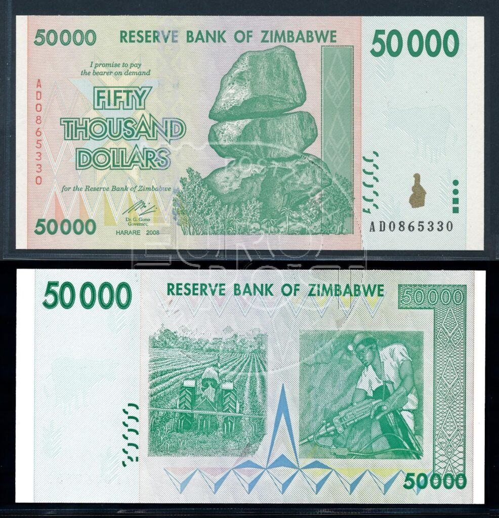 Zimbabwe 2008 50.000 Dollars bankbiljet UNC