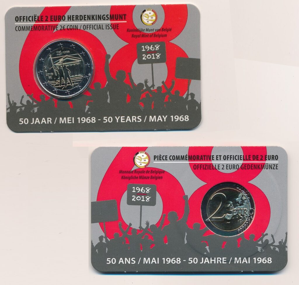 Belgie 2018 2 Euro 50 Jaar Mei 1968 in coincard Nederlands
