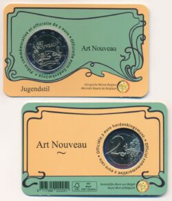 Bélgica 2023 Tarjeta de 2 Euros Art Nouveau en Moneda Francesa