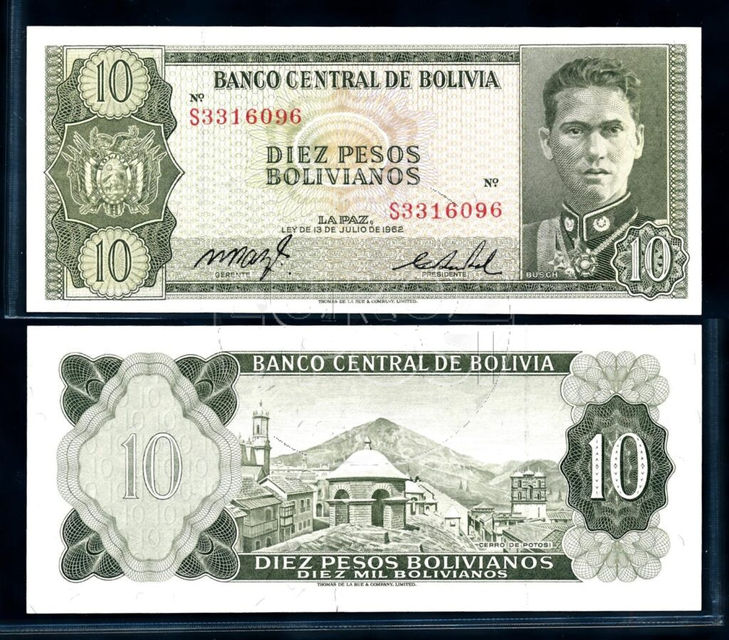 Bolivia L. 1962 Banconota da 10 Pesos FDS