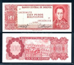 Bolivia L. 1962 100 Pesos bankbiljet( rood serienummer) UNC