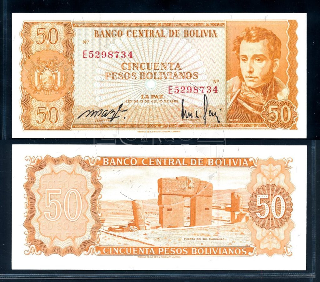 Bolívia L. 1962 Nota de 50 Pesos UNC