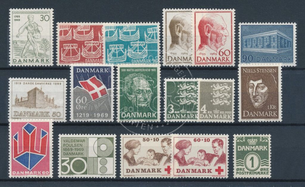 Denemarken 1969 Complete jaargang postzegels postfris