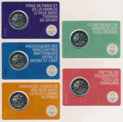 Frankrijk 2022 2 Euro Olympische Spelen Parijs 2024 discuswerper Genius Arc de Triomphe (serie 2/4) Set van 5 coincards