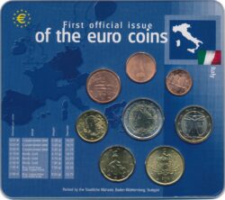 Italië 2002 First Official issue Euro coins UNC jaarset
