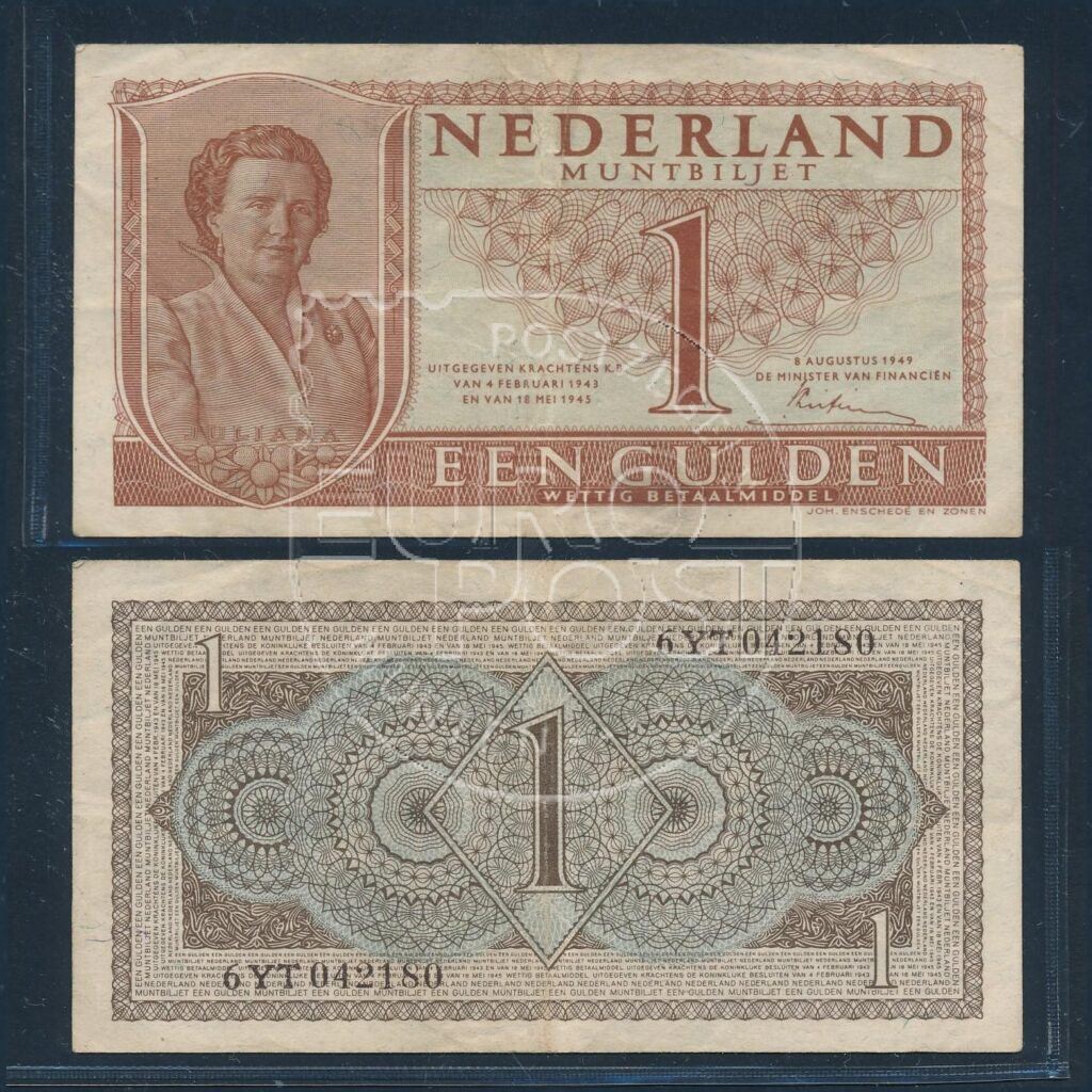 Nederland 1949 1 Gulden Juliana Muntbiljet Zeer fraai ex.