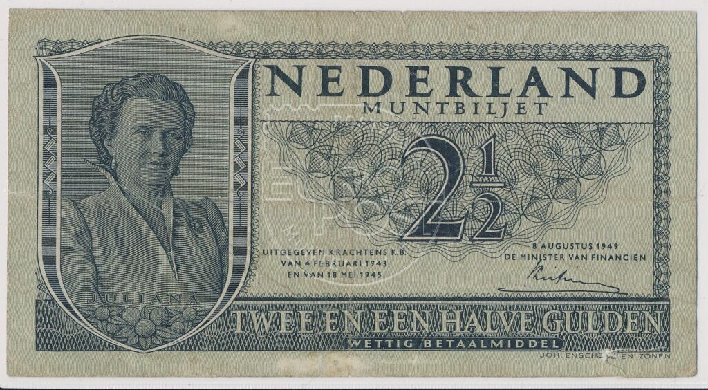 Nederland 1949 2½ Gulden Juliana Muntbiljet Fraai ex.
